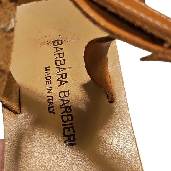 Barbara Barbier Tan Leather Strappy Flat Sandals - Picture 3 of 4